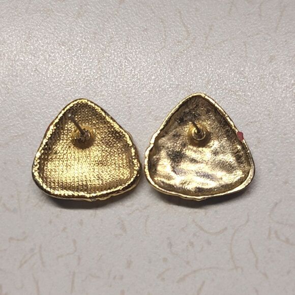 Enamel Multicolor Earrings, Vintage 80's - Picture 4 of 4